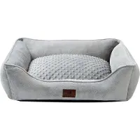 OEM Lit pour petits animaux, lavable, moelleux, gris, 55 x 45 x 16 cm
