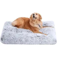 OEM Grand panier pour chien, en peluche, lavable, antidérapant, 65 x 48 cm, gris clair