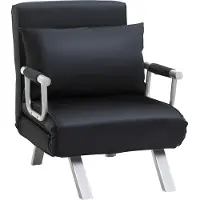 Fortuna Canapé-lit 2 en 1 Lai avec dossier réglable 65 L x 77 l x 80 H cm, housse amovible, coussins, stable et inoxydable, polyester noir