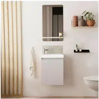 MOB-IN Meuble lave-mains LISA + robinet chromé + miroir rectangulaire