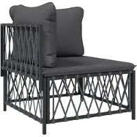 vidaXL Canapé d'angle de jardin avec coussins Anthracite Tissu - Canapé d'angle de jardin - Canapé d'angle extérieur - Canapé d'angle terrasse