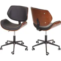 Mendler Chaise De Bureau Hwc-G25, Pivotante, Bois Courbé, Aspect Noyer, Rétro, Réglable En Hauteur Brun Noir
