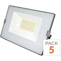 Silamp Pack de 5 - Projecteur LED Extérieur 50W IP65 No Flicker - BLEU GRIS - Blanc Neutre 4000K - 5500K