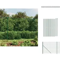 vidaXL Clôture grillagée avec bride de sol vert 1,4x25 m - Panneaux de clôture