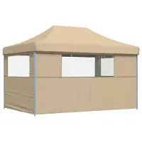 vidaXL Tente de réception pliable Pop-Up avec 3 panneaux latéraux Beige