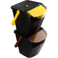 Kadax Set de seaux de recyclage "Loras", poubelle avec couvercle, collecteur de déchets, 25L, 2 pièces