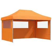 vidaXL Tente de réception pliable Pop-Up avec 3 parties latérales Orange