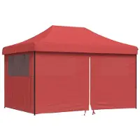 vidaXL Tente de réception pliable Pop-Up avec 4 panneaux latéraux rouge bourgogne
