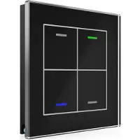 MDT KNX Bouton-poussoir en verre II Light 4-fach RGBW, thermostat, noir, neutre, 1 pièce.
