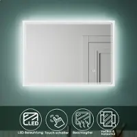 Sonni Miroir de salle de bain LED Avec mémoire en cas de panne d'électricité et fonction antibuée 70×50cm，Enterrupteur tactile，IP44 ，Suspension horizontale/verticale
