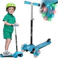 Evo Trottinette à trois roues réglable pour enfants « Light Up Mini Cruiser » – Roues lumineuses bleues