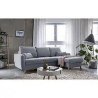 Miuform Scandic Lagom - Canapé d'angle avec fonction lit et coffre de lit L-FORME DROITE - 235x157cm - Gris - Canapé-lit Canapé