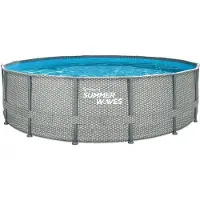 Summer Waves Pool Elite Frame 488 x 122 cm en rotin naturel + pompe de filtration