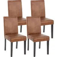 Mendler Lot De 4 Chaises De Séjour Littau Simili-Cuir, Aspect Daim Marron, Pieds Foncés