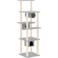 Syfax Arbre à chat avec griffoirs en sisal Gris clair 169 cm