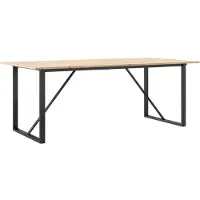 Syfax Table à manger cadre en O 200x100x75cm bois de pin massif acier