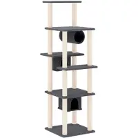 Syfax Arbre à chat avec griffoirs en sisal Gris foncé 169 cm