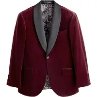 Next Veste de costume gris / bordeaux