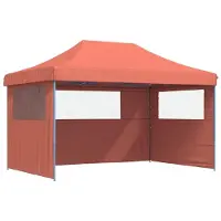 vidaXL Tente de réception pliable Pop-Up avec 3 parties latérales Terracota