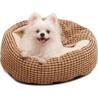 OEM Lit rond en polaire pour chien avec capuche, lavable, jusqu'à 9 kg, antidérapant