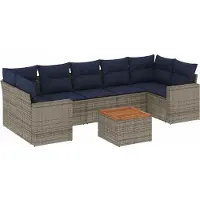 vidaXL Ensemble de jardin canapé 8 pièces avec coussins Gris Poly rotin