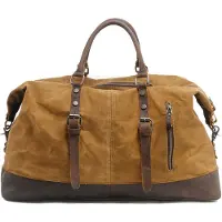 Scippis Sac de voyage Vintage Duffel Travel-Bag Canvas ciré cuir "Kensington" Kaki