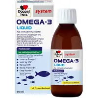 Queisser Pharma GmbH & Co. KG Doppelherz system Omega-3 Liquid Huile de poisson de mer liquide au goût de citron, solution de 150 ml