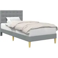 Syfax Cadre de lit avec tête de lit Gris clair 90 x 200 cm Tissu