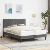Prolenta Maison Exclusive - Cadre de lit avec tête de lit gris foncé 160 x 200 cm, velours