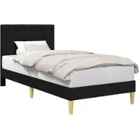 Syfax Cadre de lit avec tête de lit Noir 90 x 200 cm Tissu