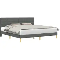 Syfax Cadre de lit avec tête de lit Gris foncé 200 x 200 cm Tissu