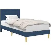 Syfax Cadre de lit avec tête de lit Bleu 90 x 190 cm Tissu