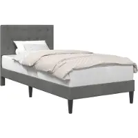 Syfax Cadre de lit avec tête de lit Gris foncé 90 x 190 cm Velours