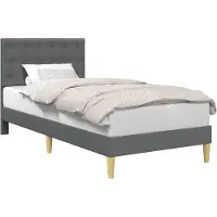 Syfax Cadre de lit avec tête de lit Gris foncé 100 x 200 cm Tissu