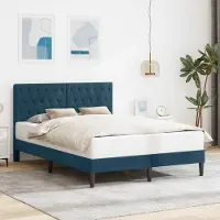 Prolenta Maison Exclusive - Cadre de lit avec tête de lit bleu 140 x 190 cm, velours