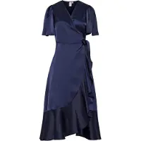 Y.A.S Thea Wrap Short Sleeve Midi Dress Bleu 46 Femme