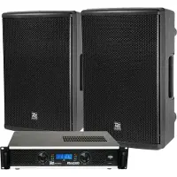 Power Dynamics Komplettes Soundsystem mit PD415P-Lautsprechern und PDA-B1000-Verstärker (Actif, 2x 350 W), Haut-parleur PA, Noir