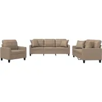 vidaXL Ensemble de canapés 3 pièces avec coussins Cappuccino-Brun Similicuir