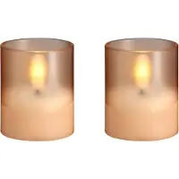 Moods & More MM LED glass candle, Hurricane, Champagne, 2-pack, 47x57 mm (2x)