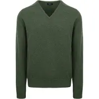 William lockie Pull Laine d'Agneau Vert Rosemary Col-V