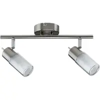 Paulmann 600.81.LED Plafonnier Spot Zygla 2x4W GU10 LED 230V Métal brossé/verre