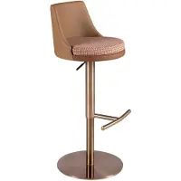 ANGEL CERDA SL Tabouret pivotant en tissu couleur terre cuite et beige et similicuir marron 4229