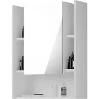 OEM Venice Boîte de miroir de salle de bains - bois blanc brillant - 60 x 77 x 17 cm - miroir de salle de bains