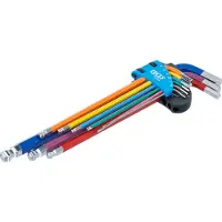 Bgs Ensemble de clés Allen, multicolore, extra long, avec rotule 1,5 à 10, 9 pièces