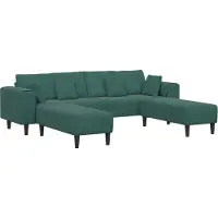 vidaXL Canapé 3 places, velours vert foncé