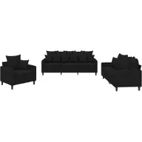 vidaXL Ensemble de canapés 3 pièces avec coussins Noir velours