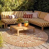 FRAAI Tapis d'extérieur rond - Summer Oriental Terracotta | Ø 100 cm | Rond |