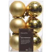 Décoris Set de 12 Boules de Noël Or 60 Mm Brillantes et Mat Incassables