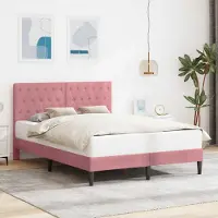 Prolenta Maison Exclusive - Cadre de lit avec tête de lit Rosa 140 x 190 cm, velours