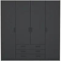Ebuy24 - Armoire 4 portes et 3 tiroirs L196 cm - PRINT